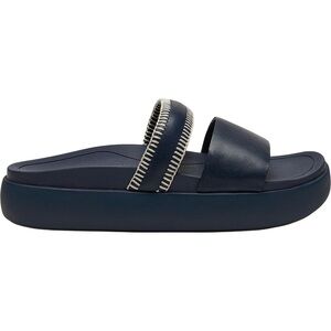 OluKai Navy platform Slide Sandal with Contrast Stitching